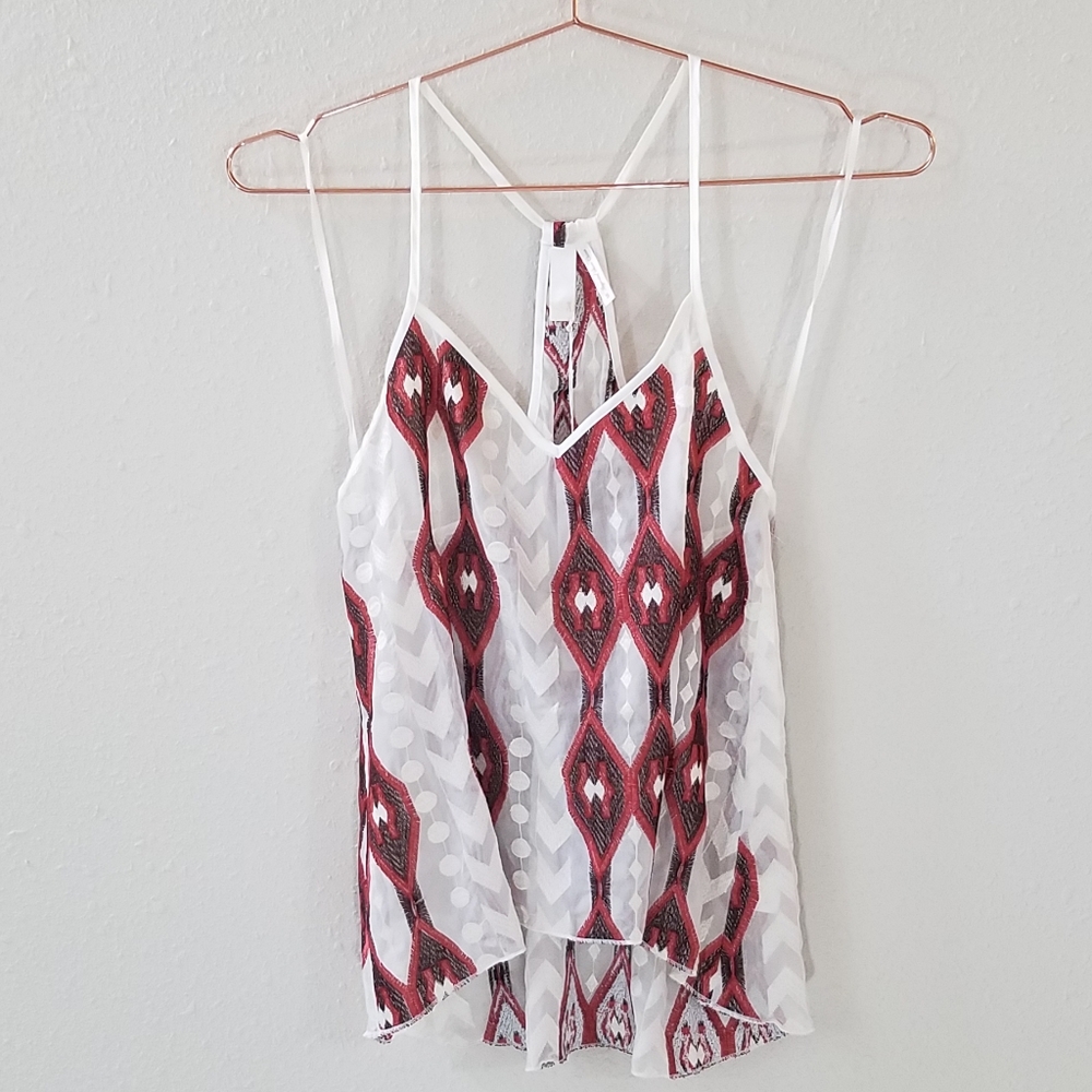 LINE &‎ DOT Embroidered Sheer Tank Top Size S